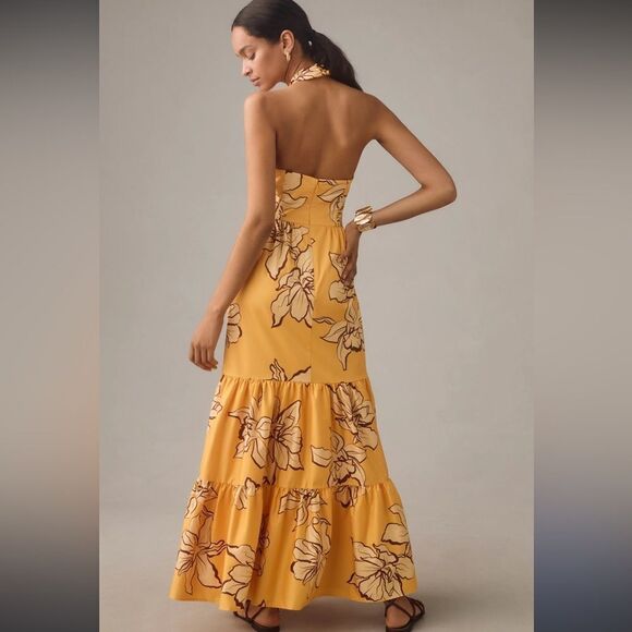 NWT HUTCH Anthropologie Floral Halter Maxi Dress Size 12 - Picture 7 of 15